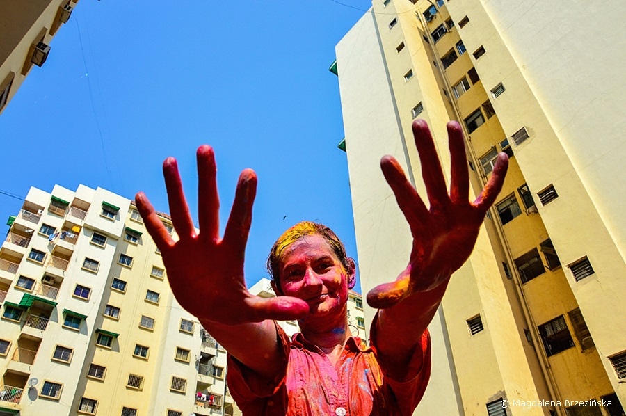Tak się bawi, tak się bawi Brzezińska :D Holi, 6 marca 2015 r., Ahmedabad, Indie © Magdalena Brzezińska 